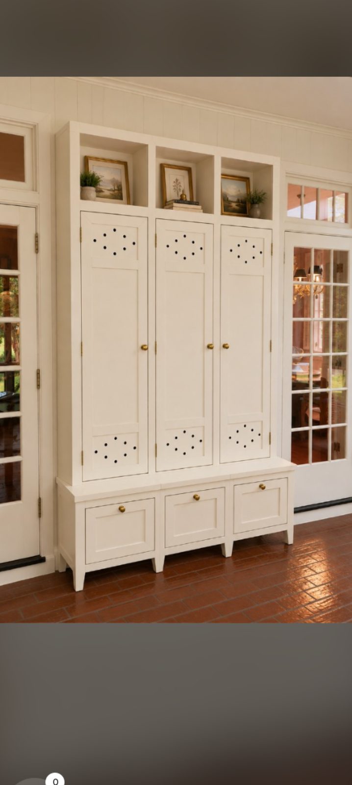 Finished hall tree locker, front view